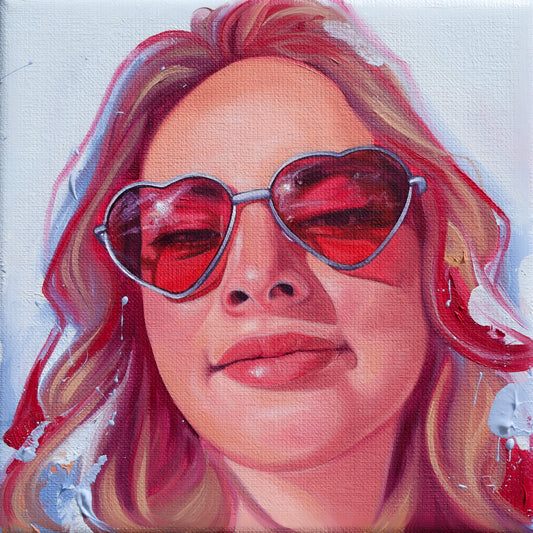 It's time to see things through my heart-shaped glasses - Original oil painting