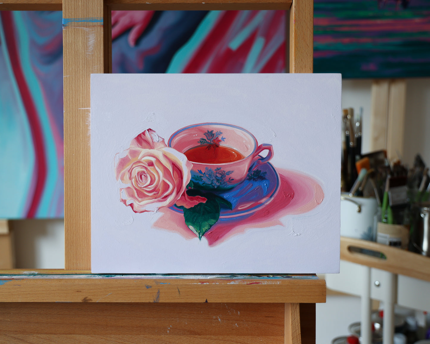 Rose Tea - Original oil painting